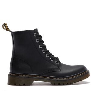 Dr. Martens LUANA Black Leather 7 Eyelets Combat Boots